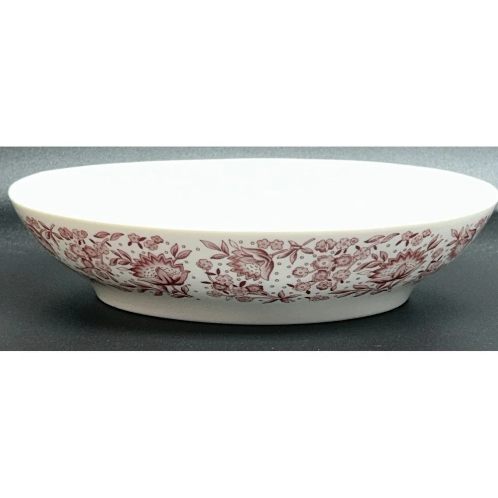 Vtg Syracuse Mayflower Divided Dish Bowl Carefree True China Red Floral #055